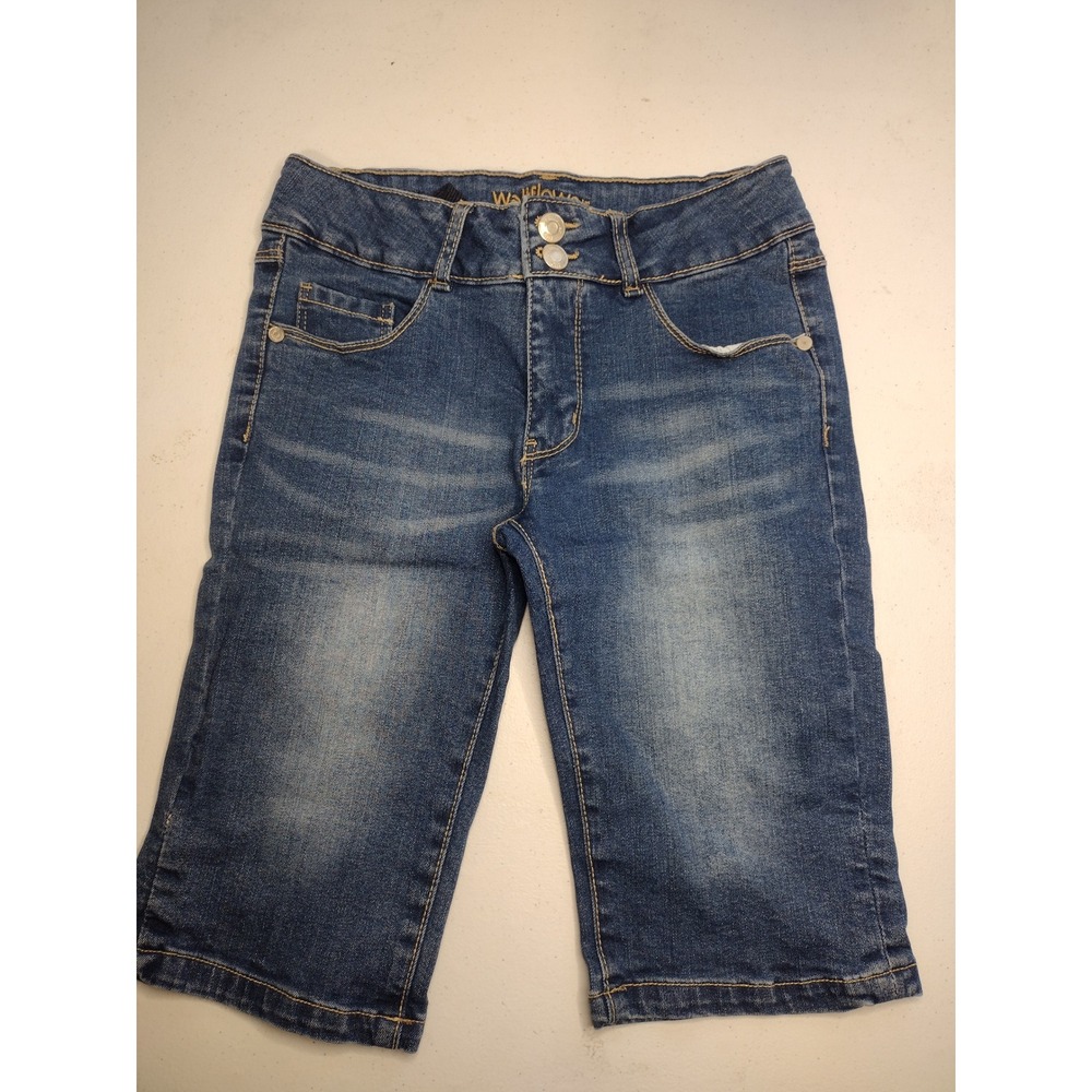 Wallflower Girl Kids Size 14 Blue Denim Bermuda Shorts Medium Wash Stretch